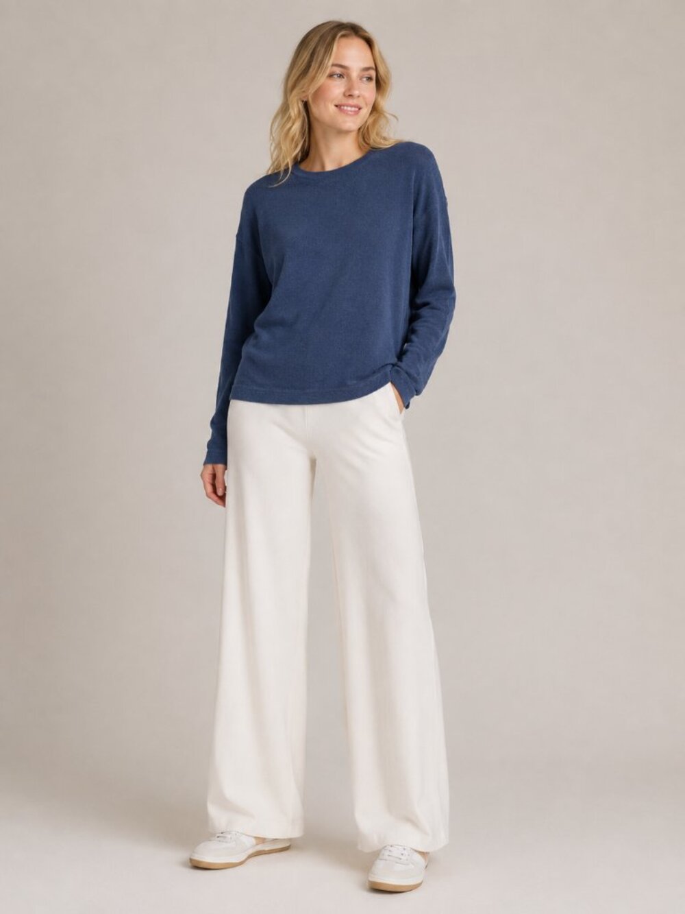 2/$30 Banana Republic Rib Knit  Cotton Crew Neck Sweatshirt Indigo Medium #A1366
